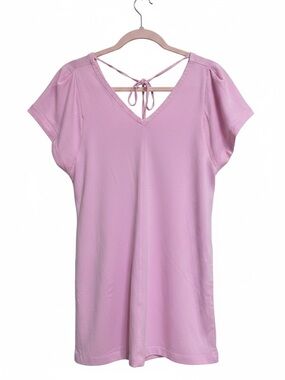 Soft V-Neck Tie-Back Dress in Light Pink